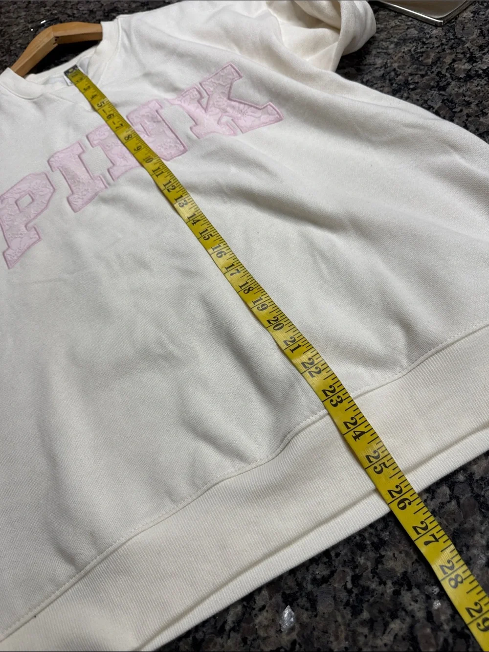 PINK Victoria's Secret Crewneck Cream Sweatshirt lace Light Pink Logo EUC M - Picture 9 of 10